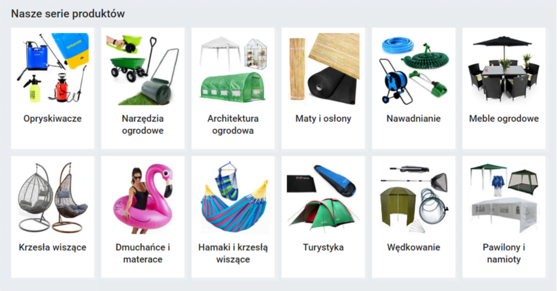 Zakładka Nasze serie produktowe na Allegro