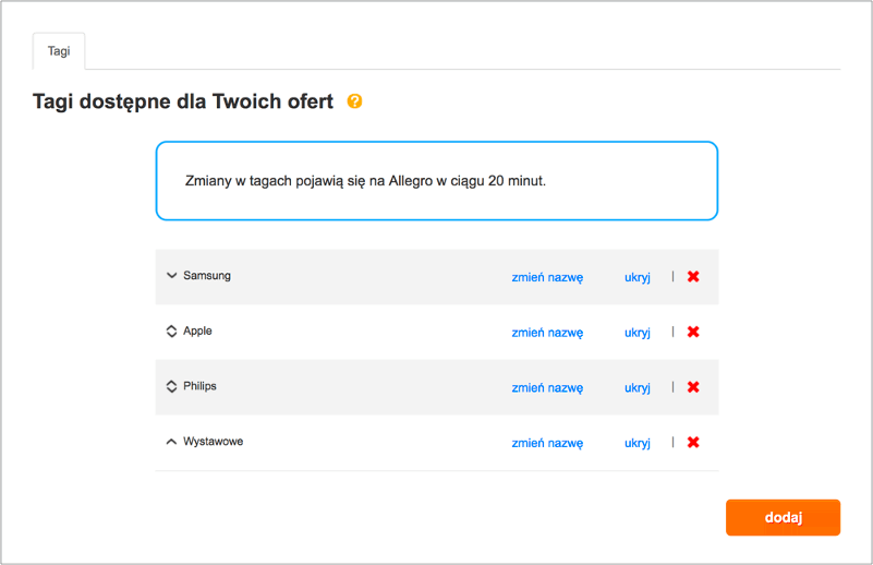 Tagi ofertowe na Allegro